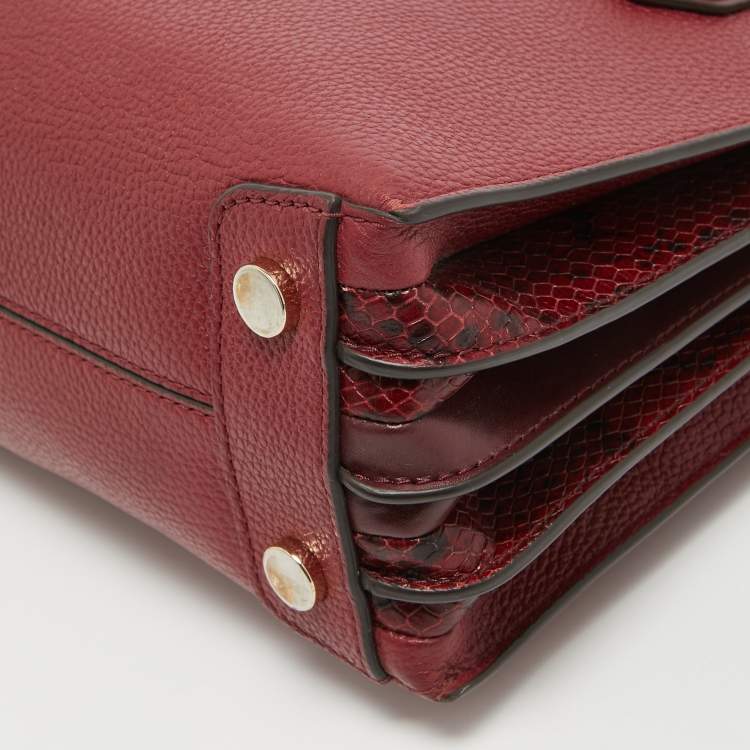 Pre Owned Michael Kors Red/Burgundy Leather Small Mercer Tote