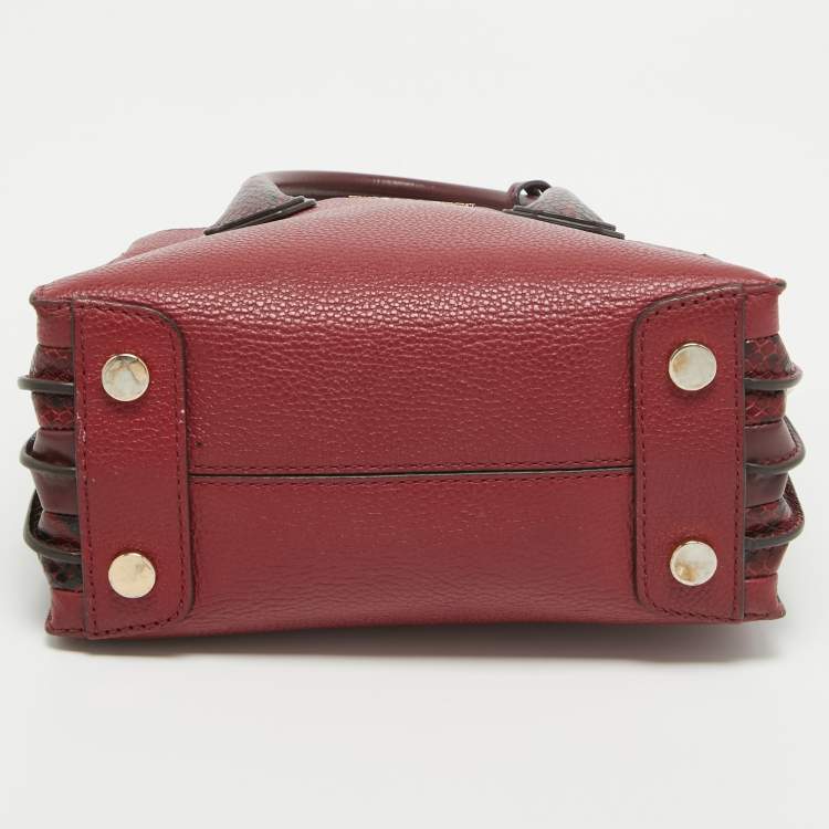 Pre Owned Michael Kors Red/Burgundy Leather Small Mercer Tote