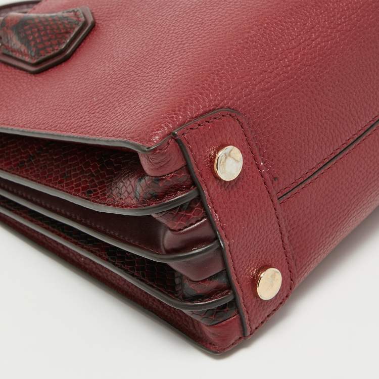 Pre Owned Michael Kors Red/Burgundy Leather Small Mercer Tote