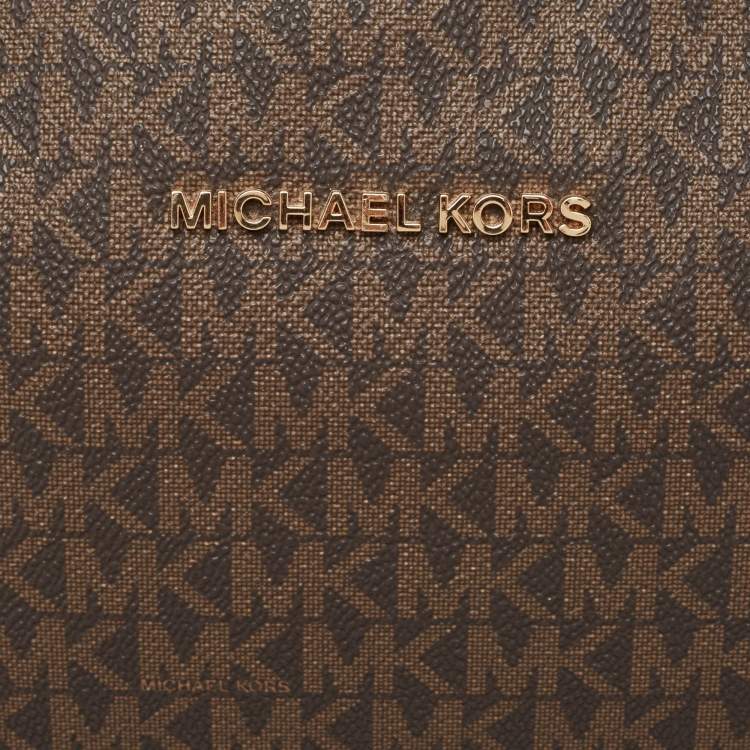 Pre Owned Michael Kors Brown Canvas  Jet Set Tote