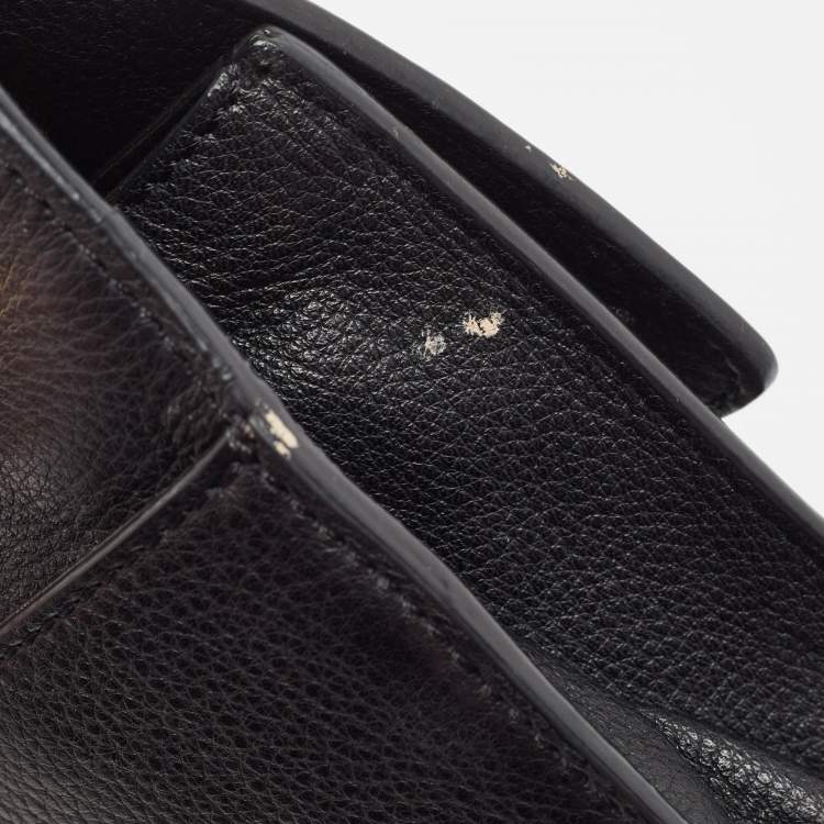 Pre Owned Michael Kors Black Leather and Croc Embossed Chain Shoulder Bag