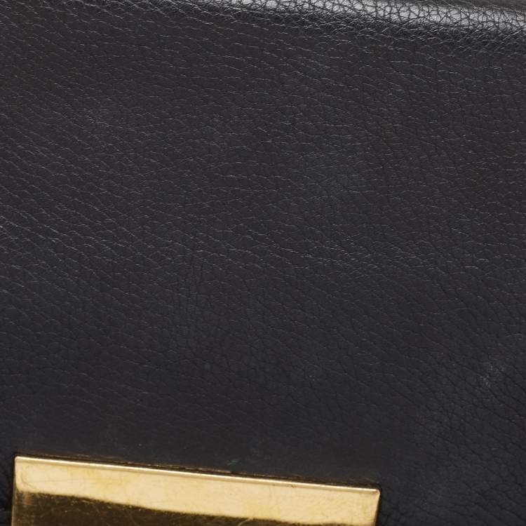 Pre Owned Michael Kors Black Leather and Croc Embossed Chain Shoulder Bag