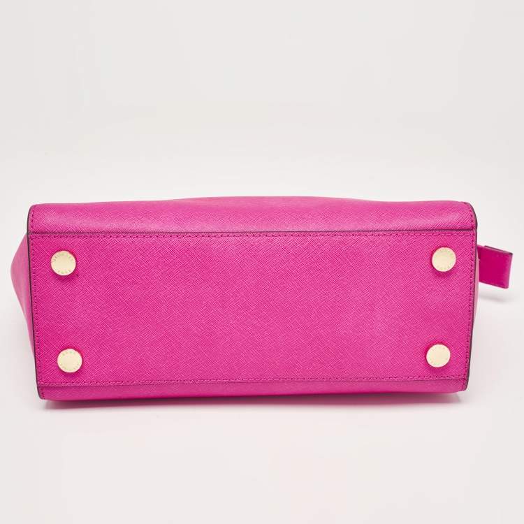 Pre Owned Michael Kors Magenta Saffiano Leather Medium Selma Tote