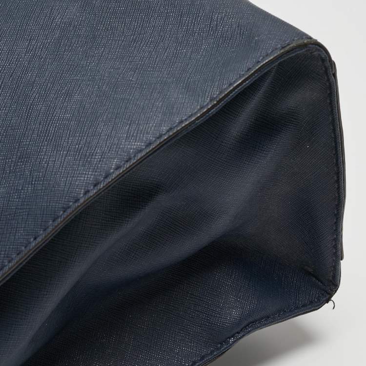 Pre Owned MICHAEL Michael Kors Navy Blue Leather Large Hamilton North South Tote
