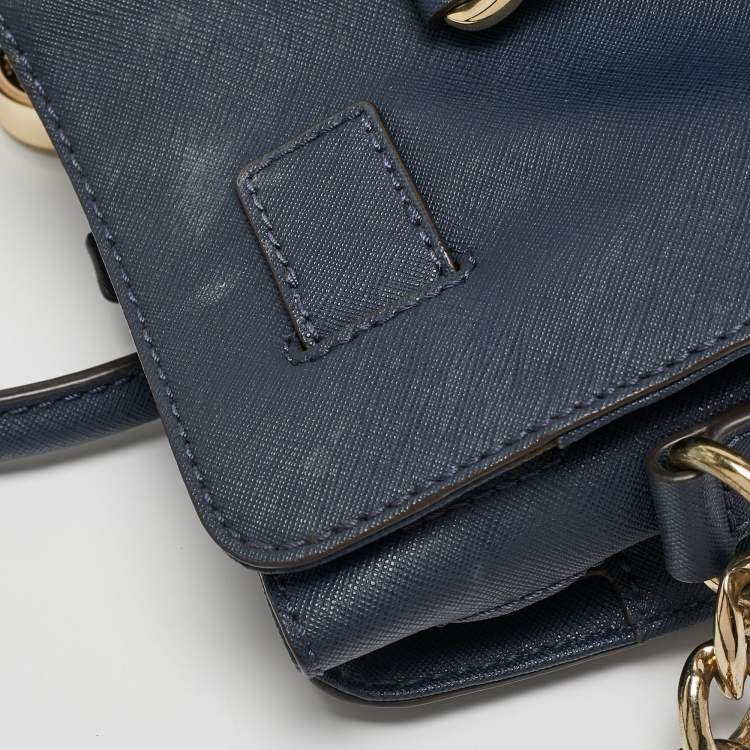 Pre Owned MICHAEL Michael Kors Navy Blue Leather Large Hamilton North South Tote