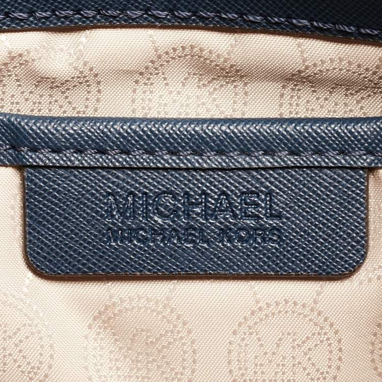 Pre Owned MICHAEL Michael Kors Navy Blue Leather Large Hamilton North South Tote
