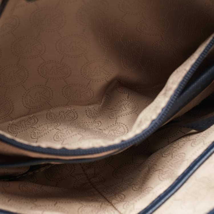 Pre Owned MICHAEL Michael Kors Navy Blue Leather Large Hamilton North South Tote