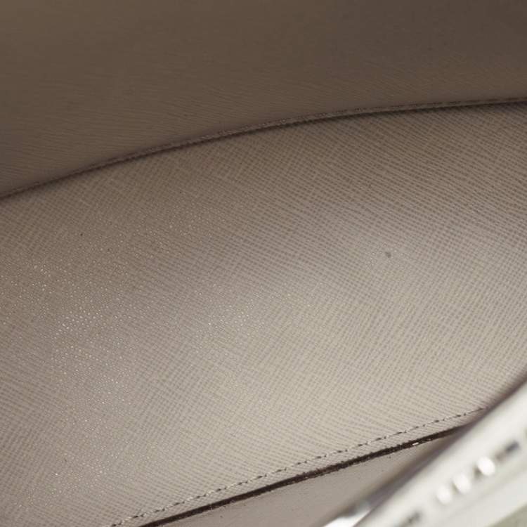 Pre Owned Michael Kors Silver Python Embossed Leather Medium Adele Tote