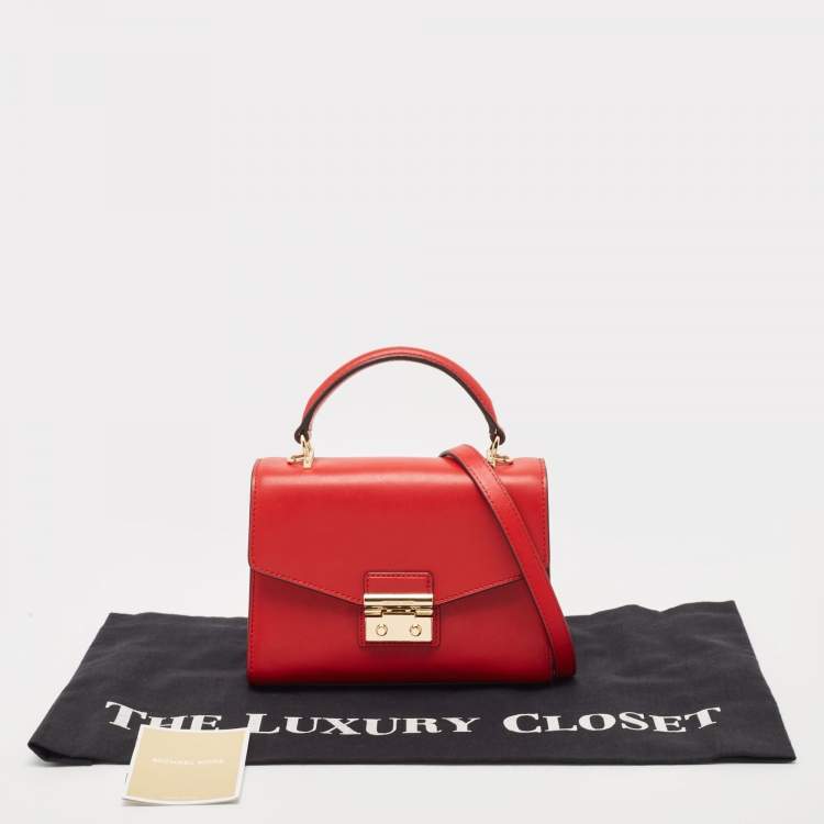 Pre Owned Michael Kors Red Leather Sloan Top Handle Bag
