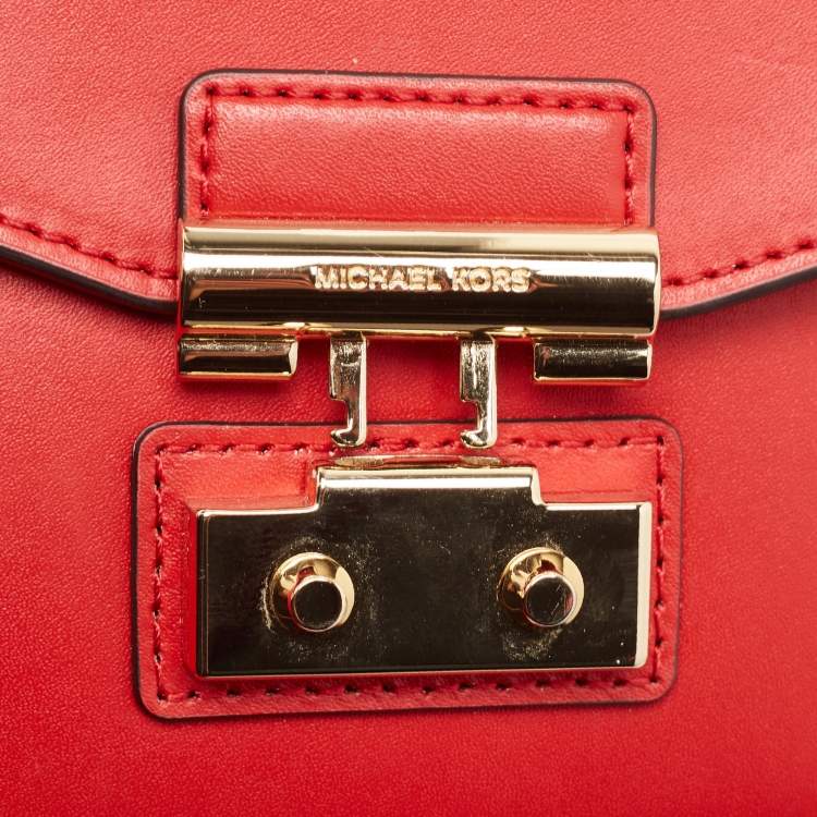 Pre Owned Michael Kors Red Leather Sloan Top Handle Bag