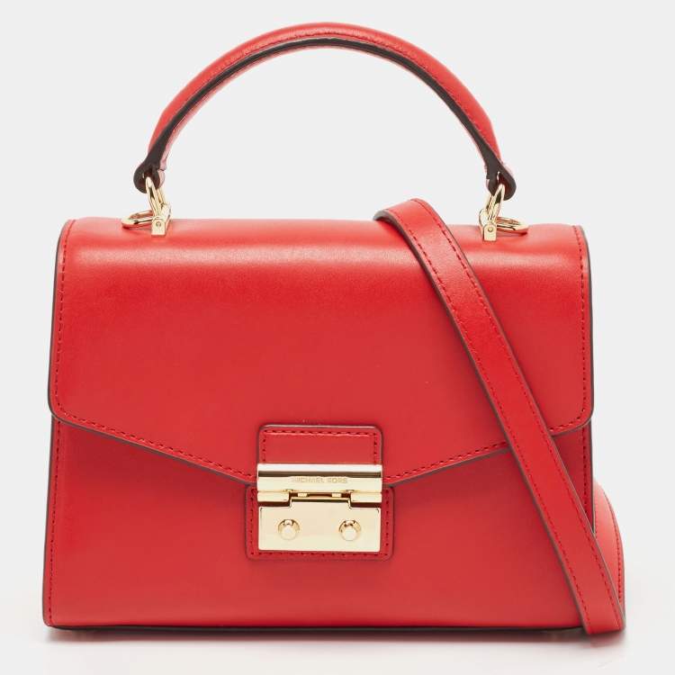 Pre Owned Michael Kors Red Leather Sloan Top Handle Bag