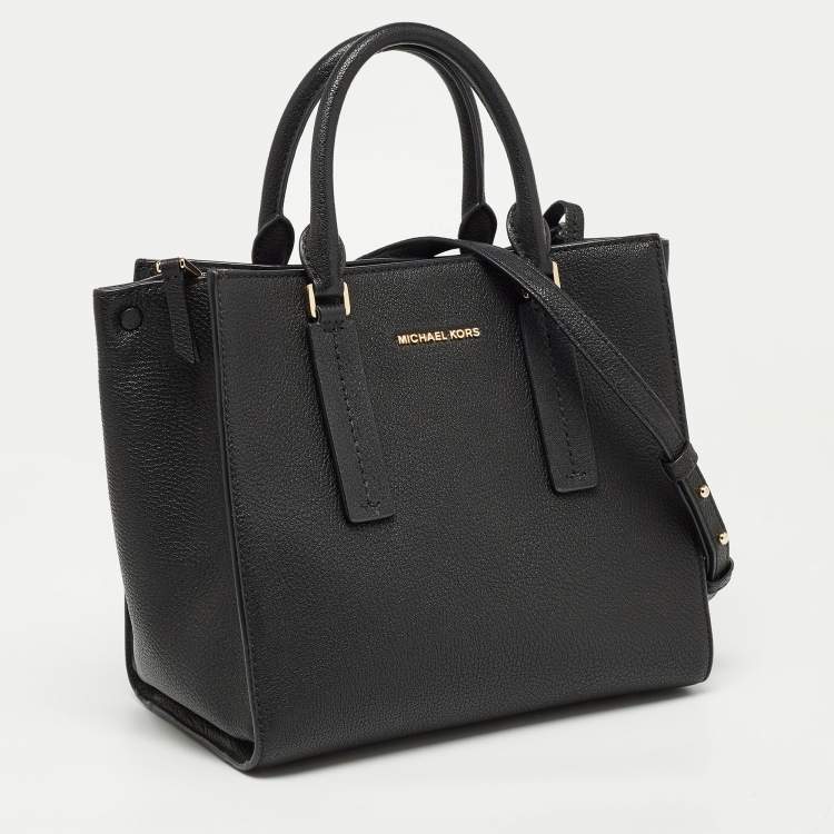 Pre Owned Michael Kors Black Leather Medium Alessa Satchel