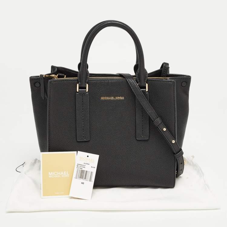 Pre Owned Michael Kors Black Leather Medium Alessa Satchel