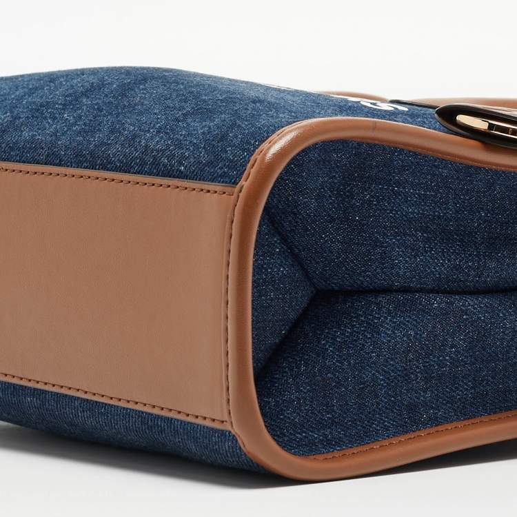 Pre Owned Michael Kors Blue/Brown Denim and Leather Small Mirella Tote