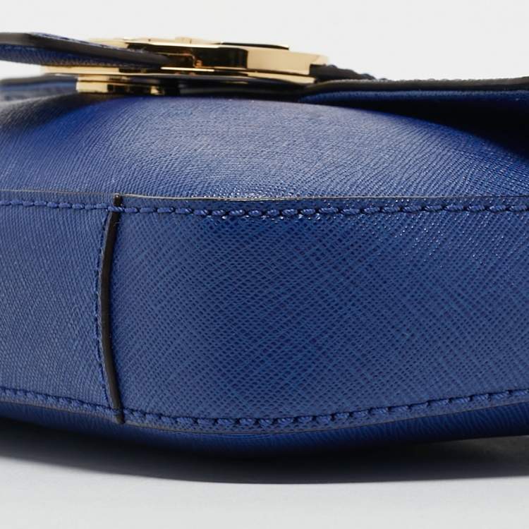 Pre Owned Michael Kors Blue Leather Fulton Crossbody Bag
