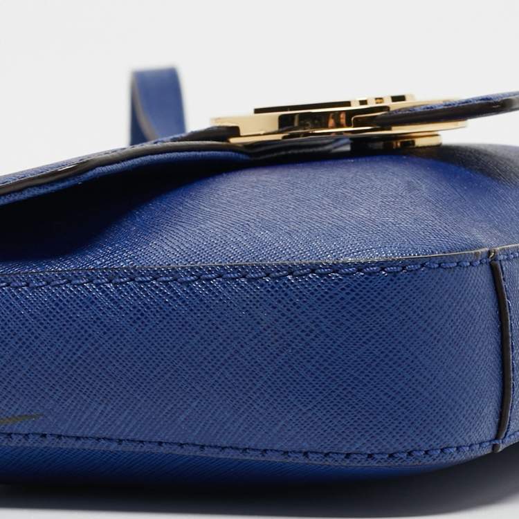 Pre Owned Michael Kors Blue Leather Fulton Crossbody Bag