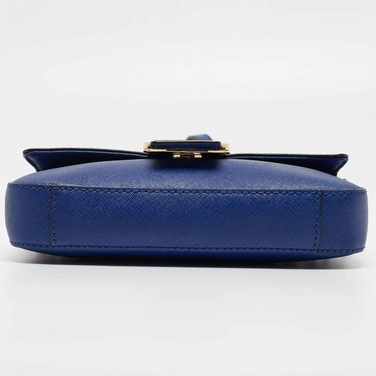 Pre Owned Michael Kors Blue Leather Fulton Crossbody Bag