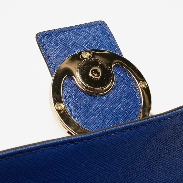 Pre Owned Michael Kors Blue Leather Fulton Crossbody Bag