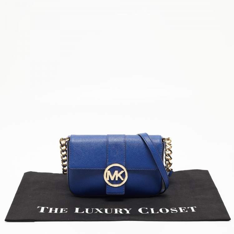 Pre Owned Michael Kors Blue Leather Fulton Crossbody Bag