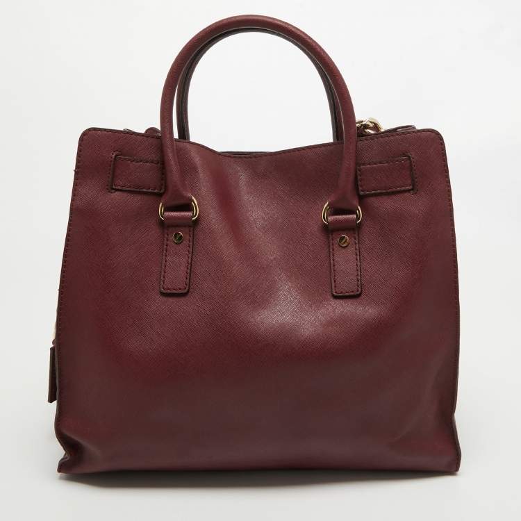 Pre Owned MICHAEL Michael Kors Burgundy Leather Hamilton Tote