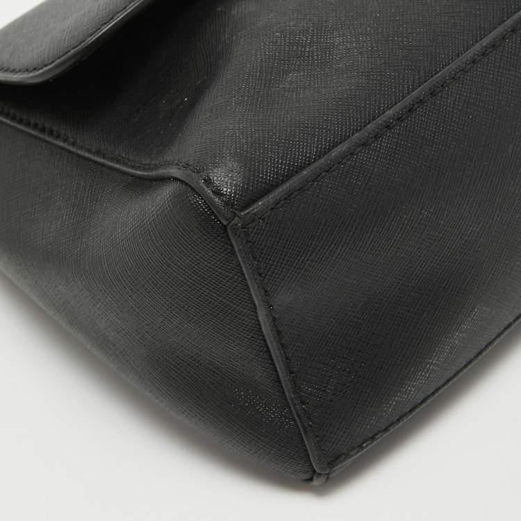 Pre Owned Michael Kors Black Safiano Leather Sofia Top Handle Bag