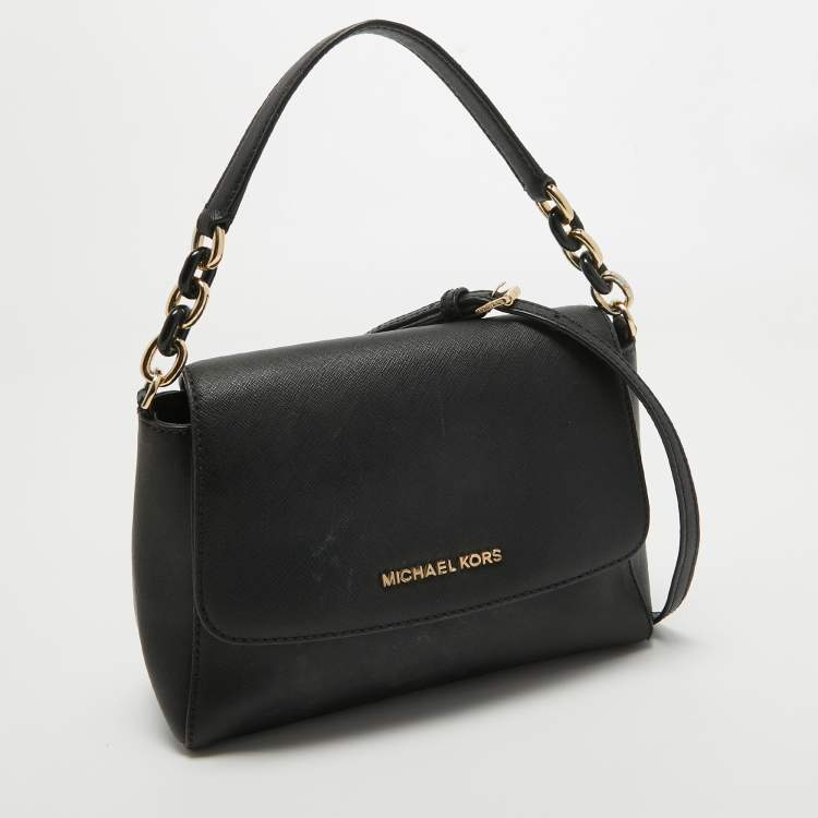 Pre Owned Michael Kors Black Safiano Leather Sofia Top Handle Bag