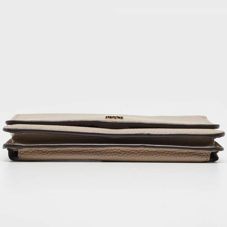 Pre Owned Michael Kors Grey Leather Logo Flap Wallet on Strap