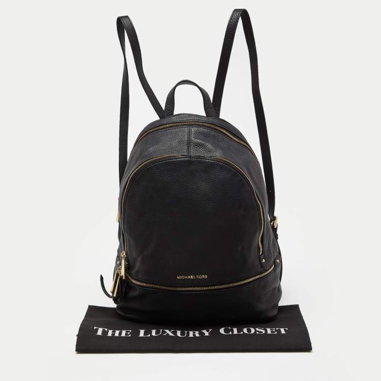 مملوكة مسبقًا Michael Kors Black Leather Rhea Backpack