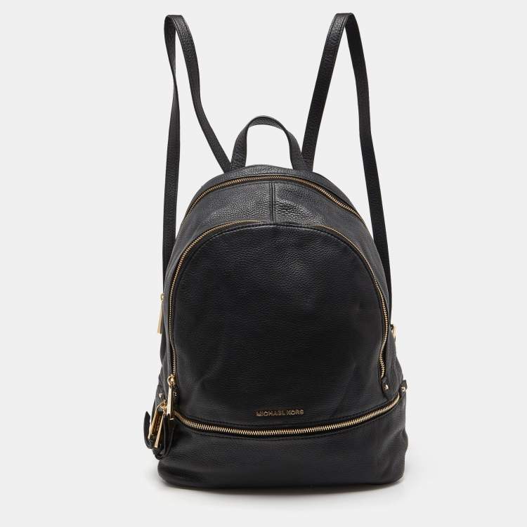 مملوكة مسبقًا Michael Kors Black Leather Rhea Backpack