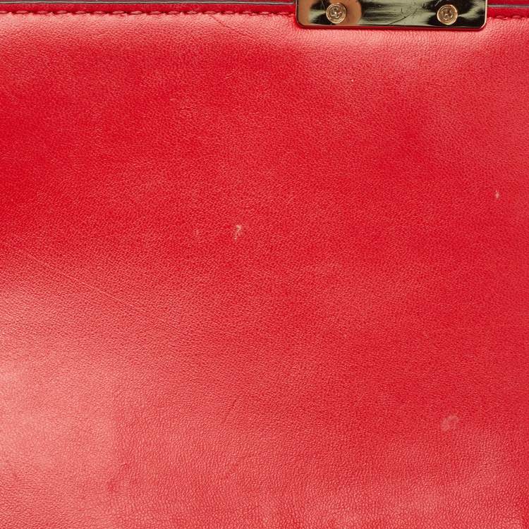 Pre Owned Michael Kors Red Quilted Leather Small Studded Bradshaw Convertible Shoulder Bag