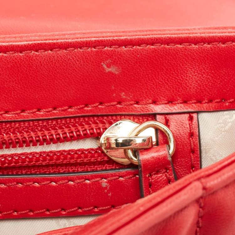 Pre Owned Michael Kors Red Quilted Leather Small Studded Bradshaw Convertible Shoulder Bag