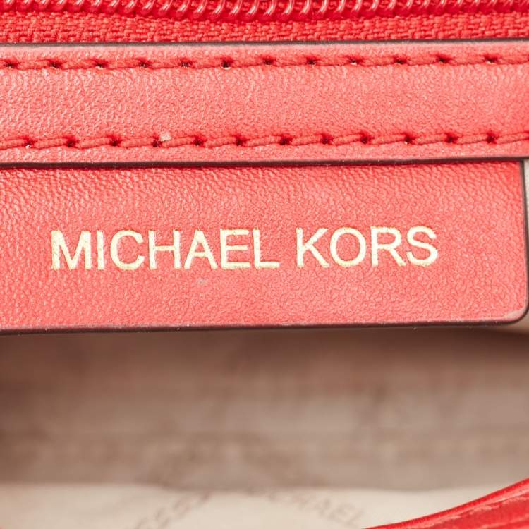 Pre Owned Michael Kors Red Quilted Leather Small Studded Bradshaw Convertible Shoulder Bag