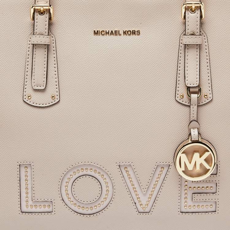 Pre Owned Michael Kors Pink Leather Voyager Shopper Tote