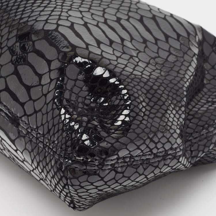 Pre Owned Michael Kors Black Python Effect Leather Berkley Clutch