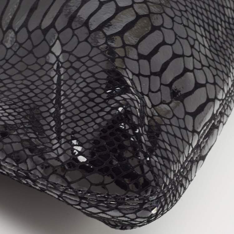 Pre Owned Michael Kors Black Python Effect Leather Berkley Clutch