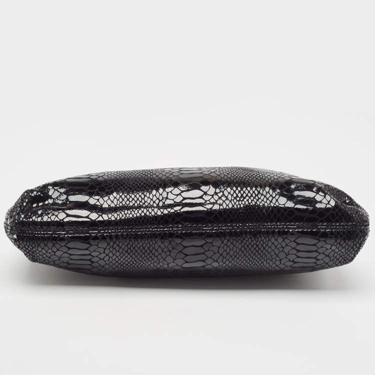 Pre Owned Michael Kors Black Python Effect Leather Berkley Clutch