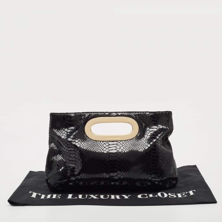 Pre Owned Michael Kors Black Python Effect Leather Berkley Clutch