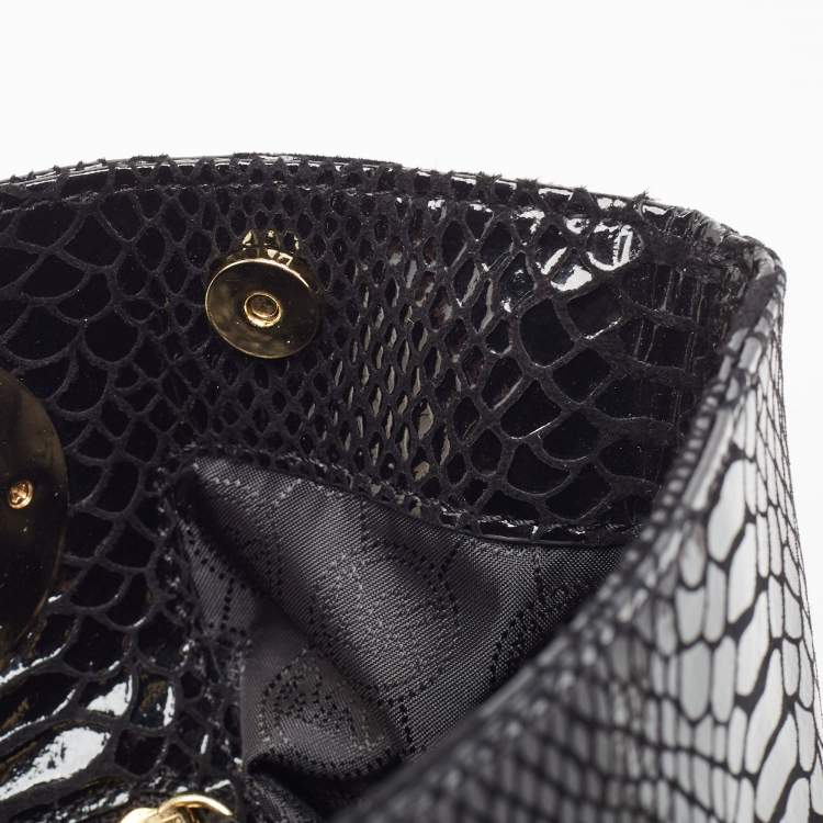 Pre Owned Michael Kors Black Python Effect Leather Berkley Clutch
