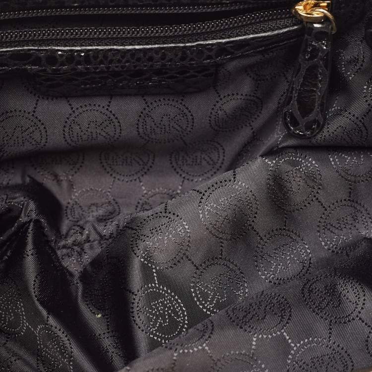 Pre Owned Michael Kors Black Python Effect Leather Berkley Clutch