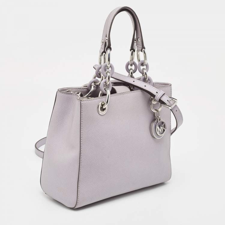 Pre Owned Michael Kors Lilac Leather Small Cynthia Tote