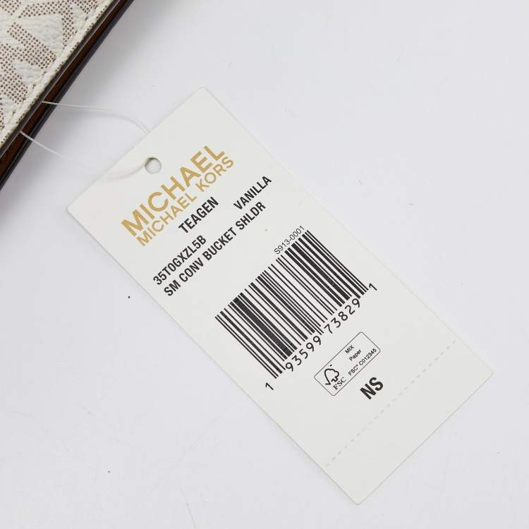 Pre Owned Michael Kors White/Brown Signature Coated Canvas and Leather Small Teagen Bag   