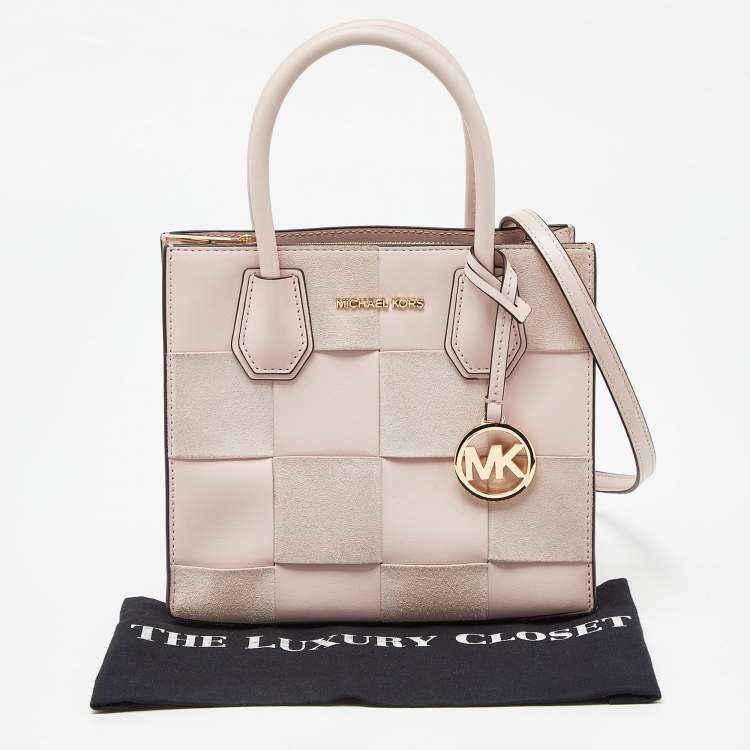 Pre Owned Michael Kors Light Pink Leather and Suede Mercer Tote