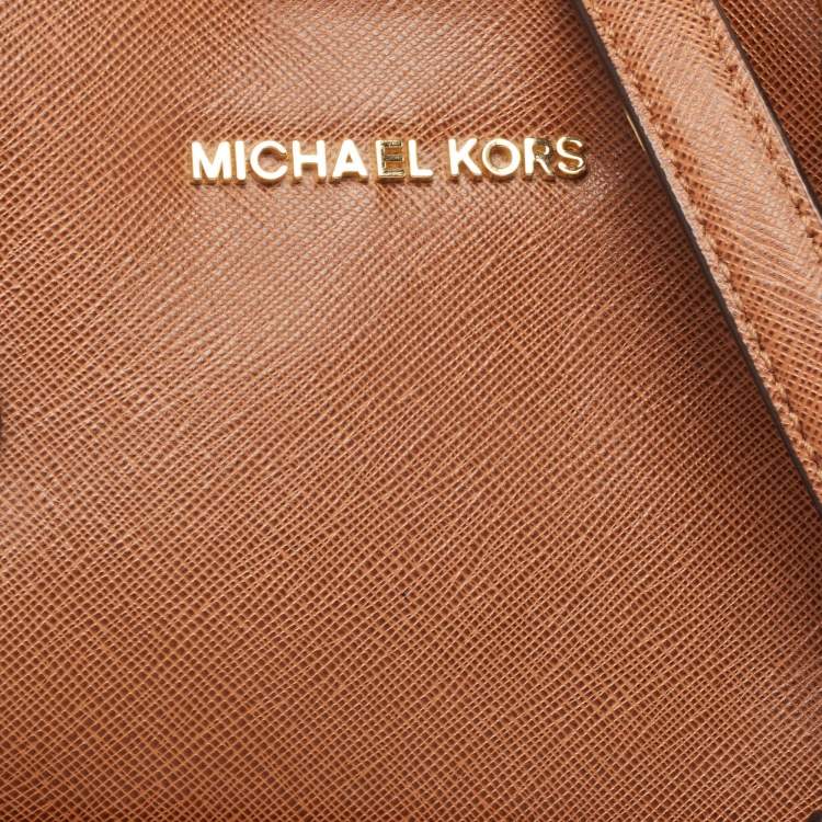 Pre Owned Michael Kors Brown Saffiano Leather Greenwich Tote