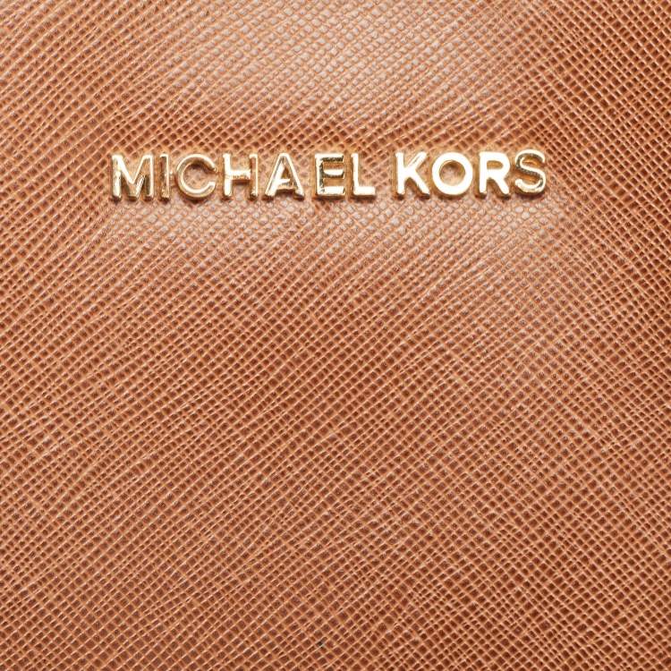 Pre Owned Michael Kors Brown Saffiano Leather Greenwich Tote