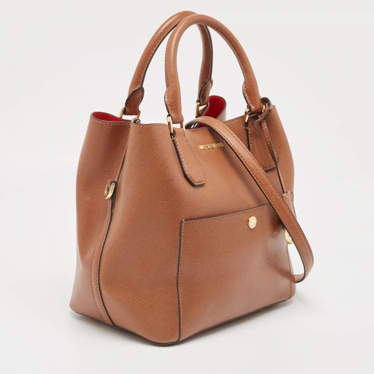 Pre Owned Michael Kors Brown Saffiano Leather Greenwich Tote