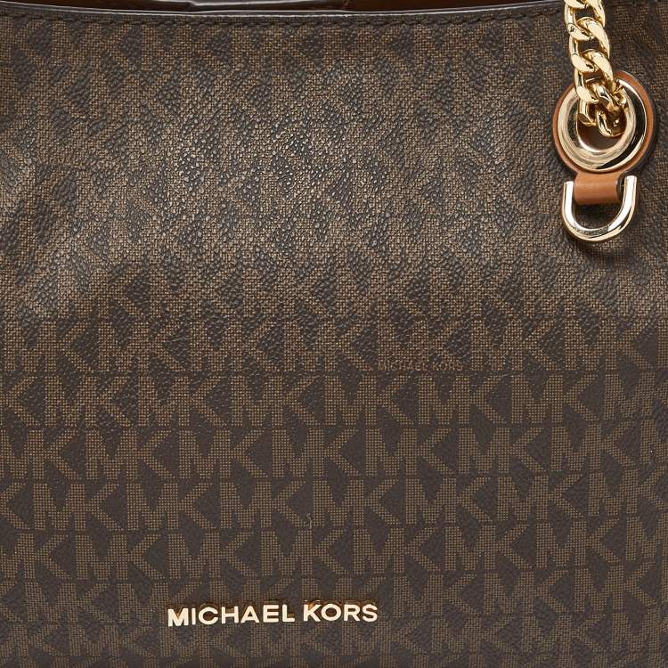 مملوكة مسبقًا Michael Kors Brown Signature Coated Canvas Jet Set Chain Bag