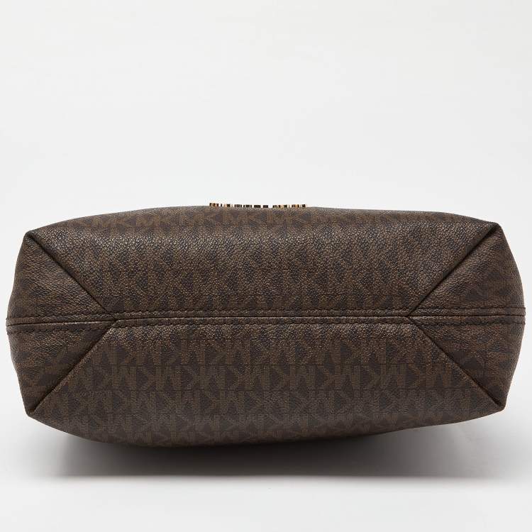 مملوكة مسبقًا Michael Kors Brown Signature Coated Canvas Jet Set Chain Bag