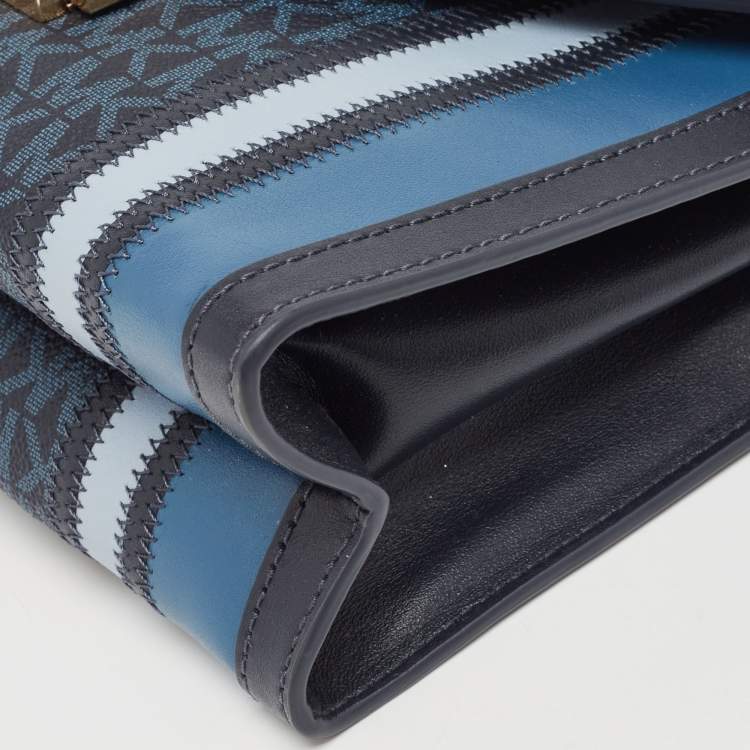 Pre Owned Michael Kors Blue Signature Coated Canvas and Leather Whitney Shoulder Bag