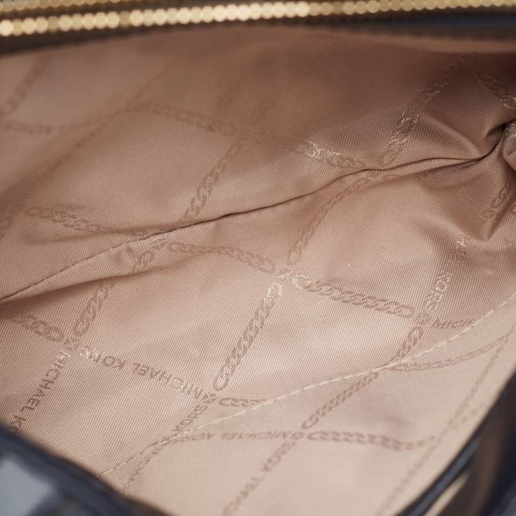 Pre Owned Michael Kors Blue Signature Coated Canvas and Leather Whitney Shoulder Bag