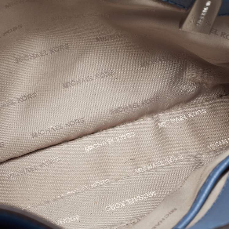 Pre Owned Michael Kors Blue Leather Sylvia Studded Shoulder Bag